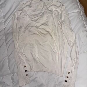 Zara Cream Crewneck Sweater with Button Cuffs